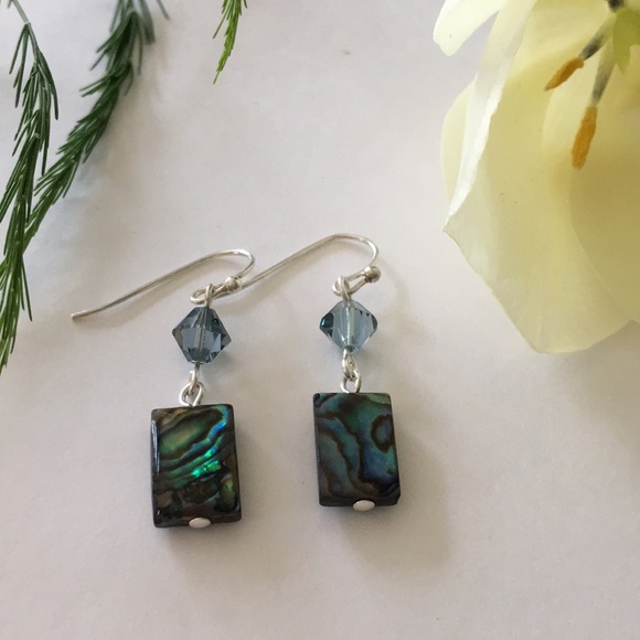 Jewelry - Genuine Abalone and Swarovski crystals earrings.